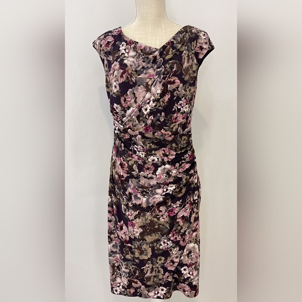 Connected Apparel Black and Pink Floral Dress